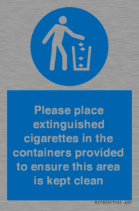 Please place extinguished cigarettes in the containers provided to ensure this area is kept clean